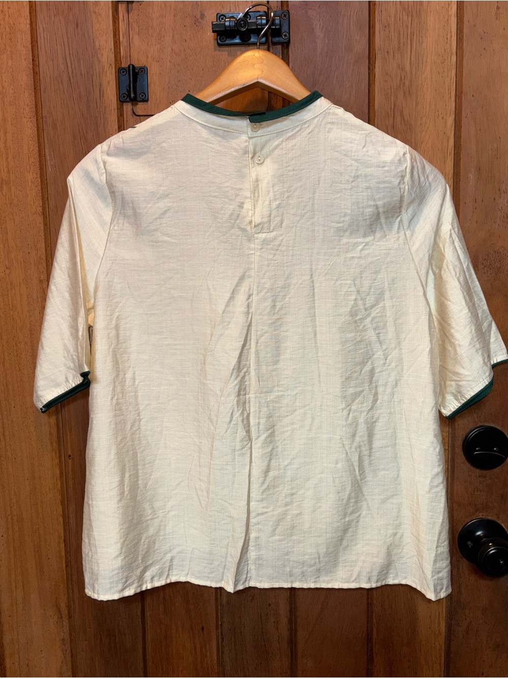 Cream Peasant Top with Floral Embroidered Yoke - Picture 2 of 2